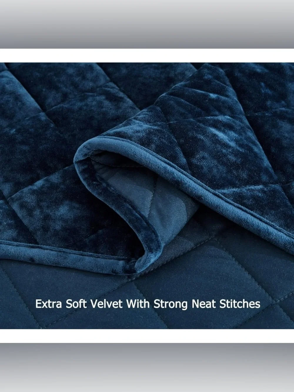Plush Quilted Velvet 3 piece oversized king quilt Set - Navy